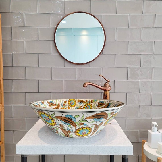 Ceramic Bathroom Vanity Sink Leaf And Flower Decorative India - Decorative Ceramic Bathroom Sinks