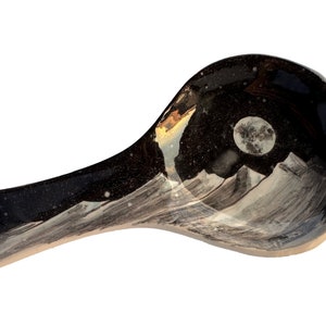 Night & Moon Ceramic Spoon Rest, Spoon Holder, Kitchen Pottery Decor, Ceramic Utensil Holder, Gift for Best Friend Ring Dish, Ladle Serving