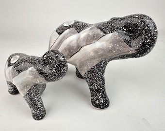 陶器の象の小物 | 象の像 | 動物の置物 | かわいい装飾品 | テーブル
