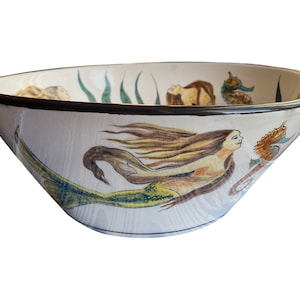 Bathroom Countertop Mermaid & Seahorse Sink Basin, Ceramic Siren Washbasin, Bath Vanity Sink, Bathroom Remodeling, Sink for Master Bathroom