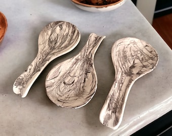 Ceramic Elegance Spoon Rest, Stove Holder, Kitchen Counter, Spoon Utensil holder, Ladle Rest, Tea Bag Holder, Present for Bff, Cooking Gifts