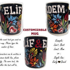 11 Unze kundengerechte Blumenkaffeetasse, keramische bunte Teebecher, handgemachte 330ml Latte Becher mit Griff, Tonwarenschalen, Erinnerungsgeschenk für Frau