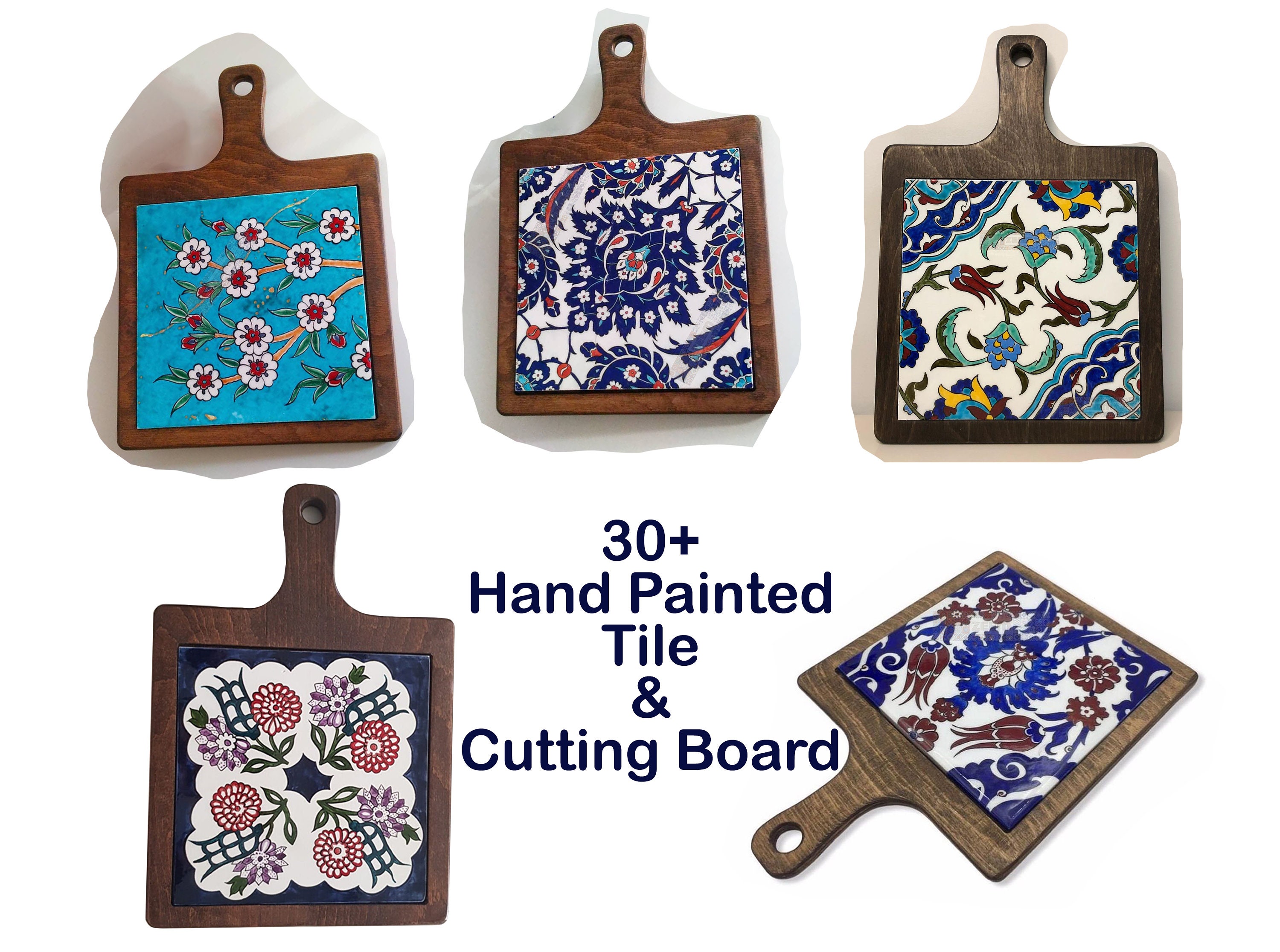 Personalized Wooden Cutting Board With Ceramic Tile Custom