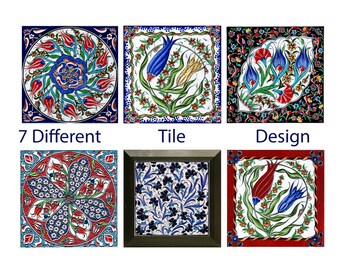 Placa decorativa de parede em cerâmica, painel de proteção para cozinha, decoração de mesa pintada à mão, azulejos de piso em relevo para interiores, azulejo mediterrâneo, presente para a avó