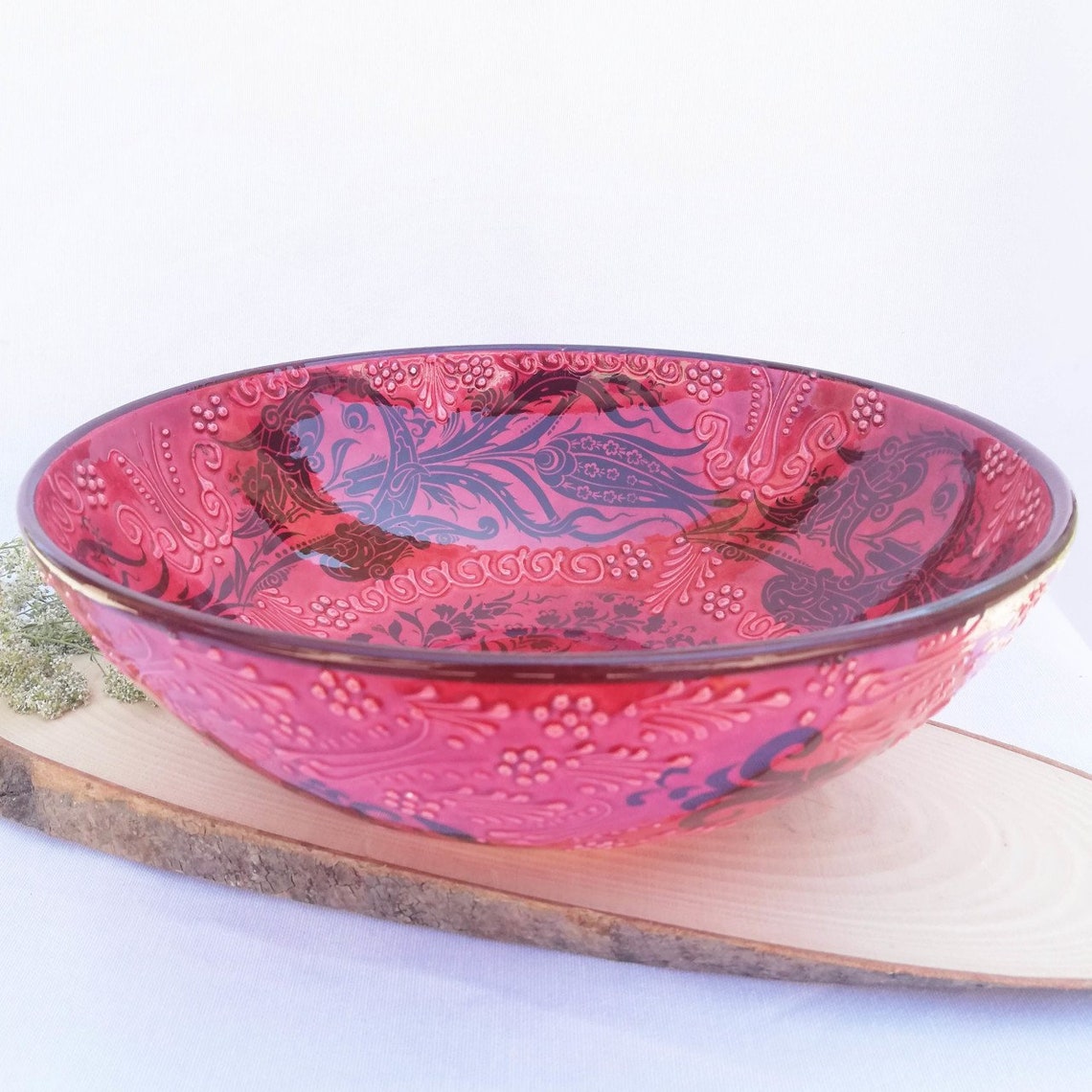 Ceramic Handpainted Red Bowls Traditional Multisize Handmade Etsy