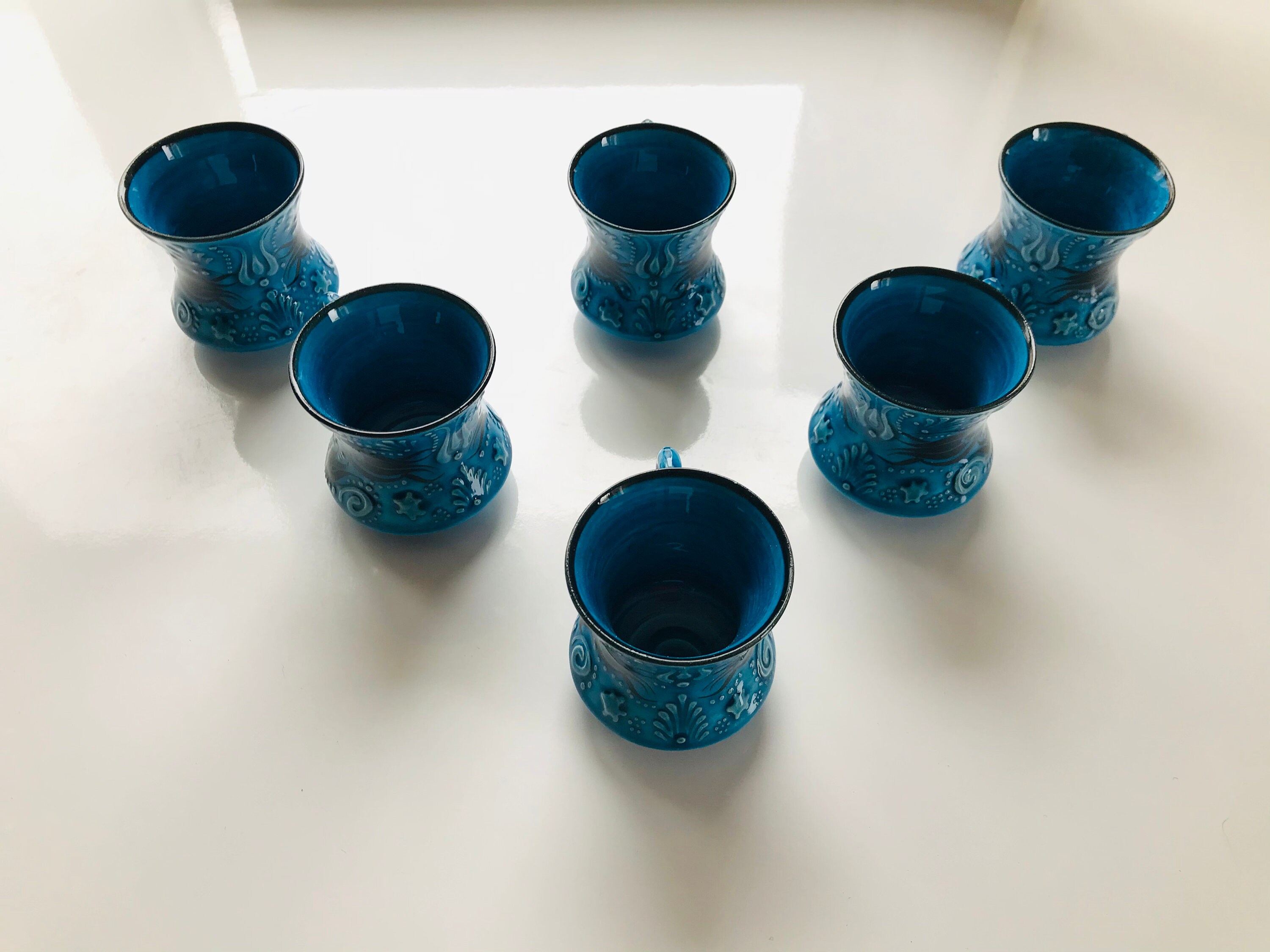 LETAOTAO Lot de 6 tasses à thé et soucoupes en céramique avec bordure dorée pour cappuccino, latte, moka, au lait, double expresso, blanc