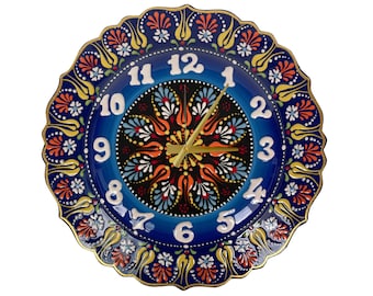 手作りトルコ陶器壁掛け時計 | 12インチ 花柄キッチン装飾 - Etsy 日本