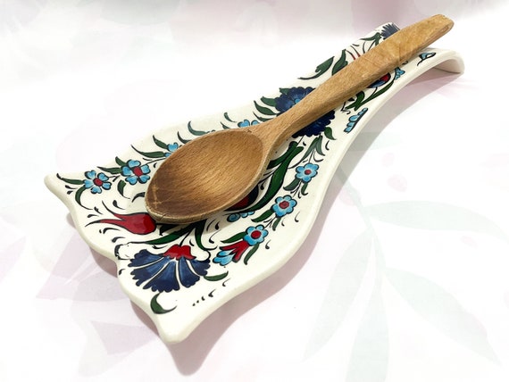 Poggia cucchiaio grande in ceramica, porta cucchiaio per cucina, regalo di  piastrelle dipinte a mano per