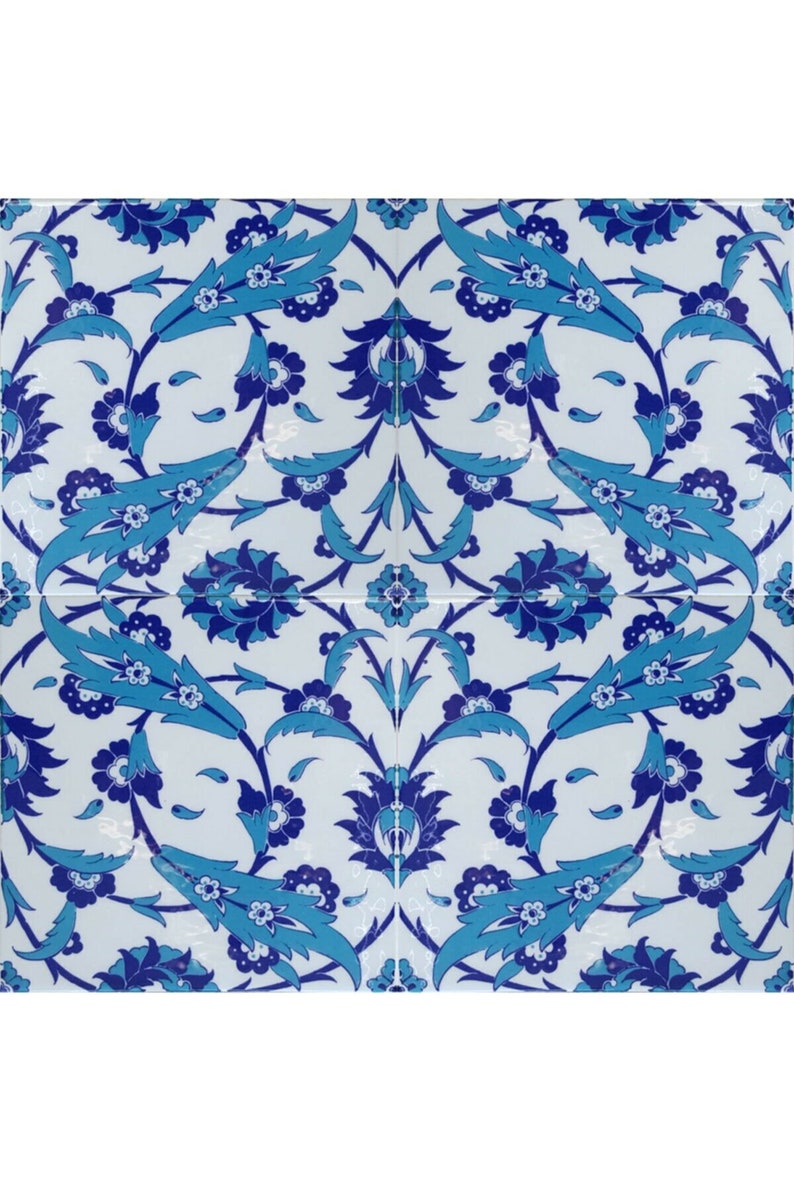 4x Decorative Ceramic Tile 2020 Cm, Bathroom Tile, Room Wall Tile, Kitchen Backsplash Tile, Turkish Ceramic Deco 7.8'' Floor Tile, Oriental zdjęcie 4