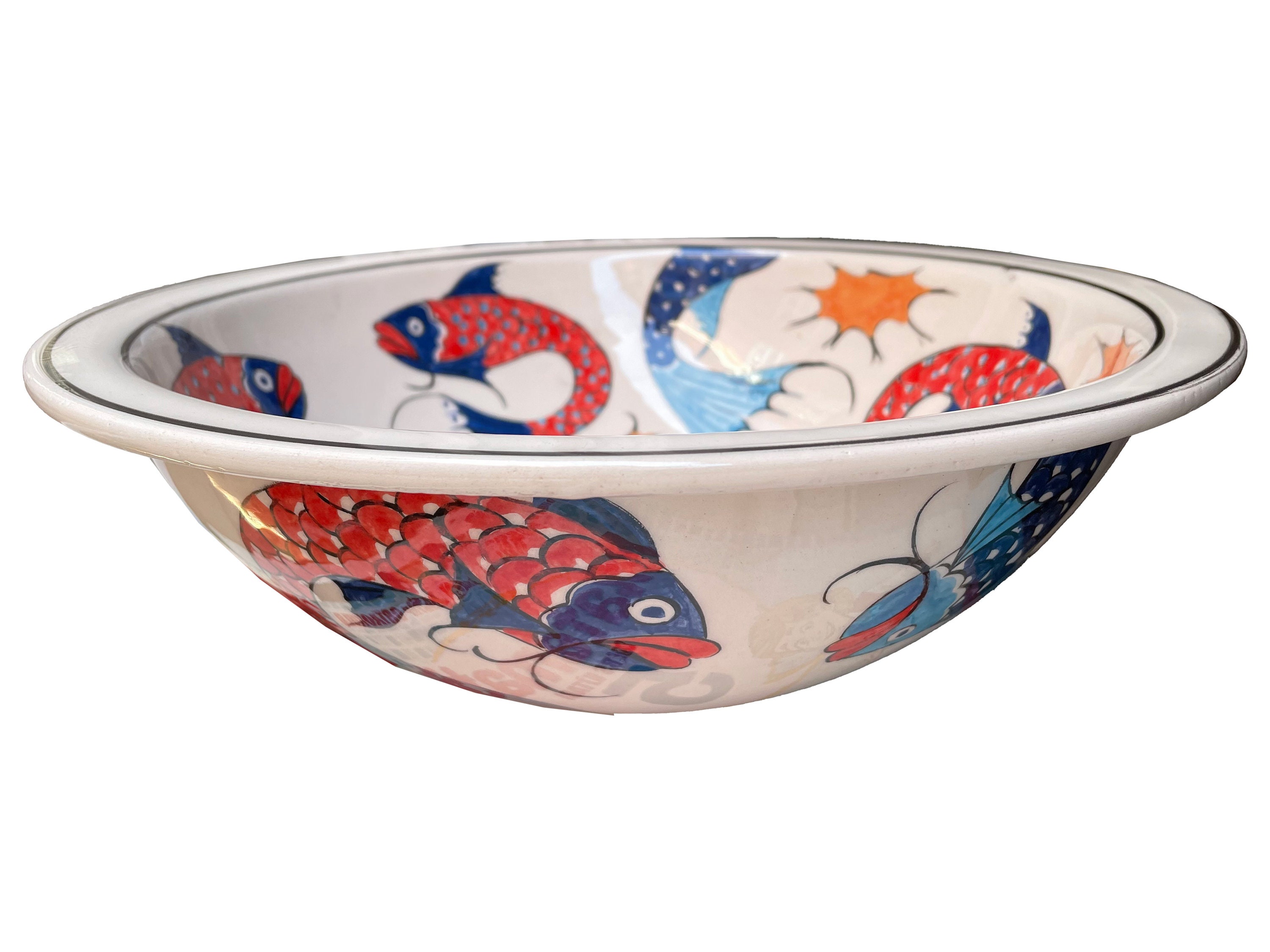 Bathroom Fish Design Sink Ceramic Countertop Basin Hand Etsy