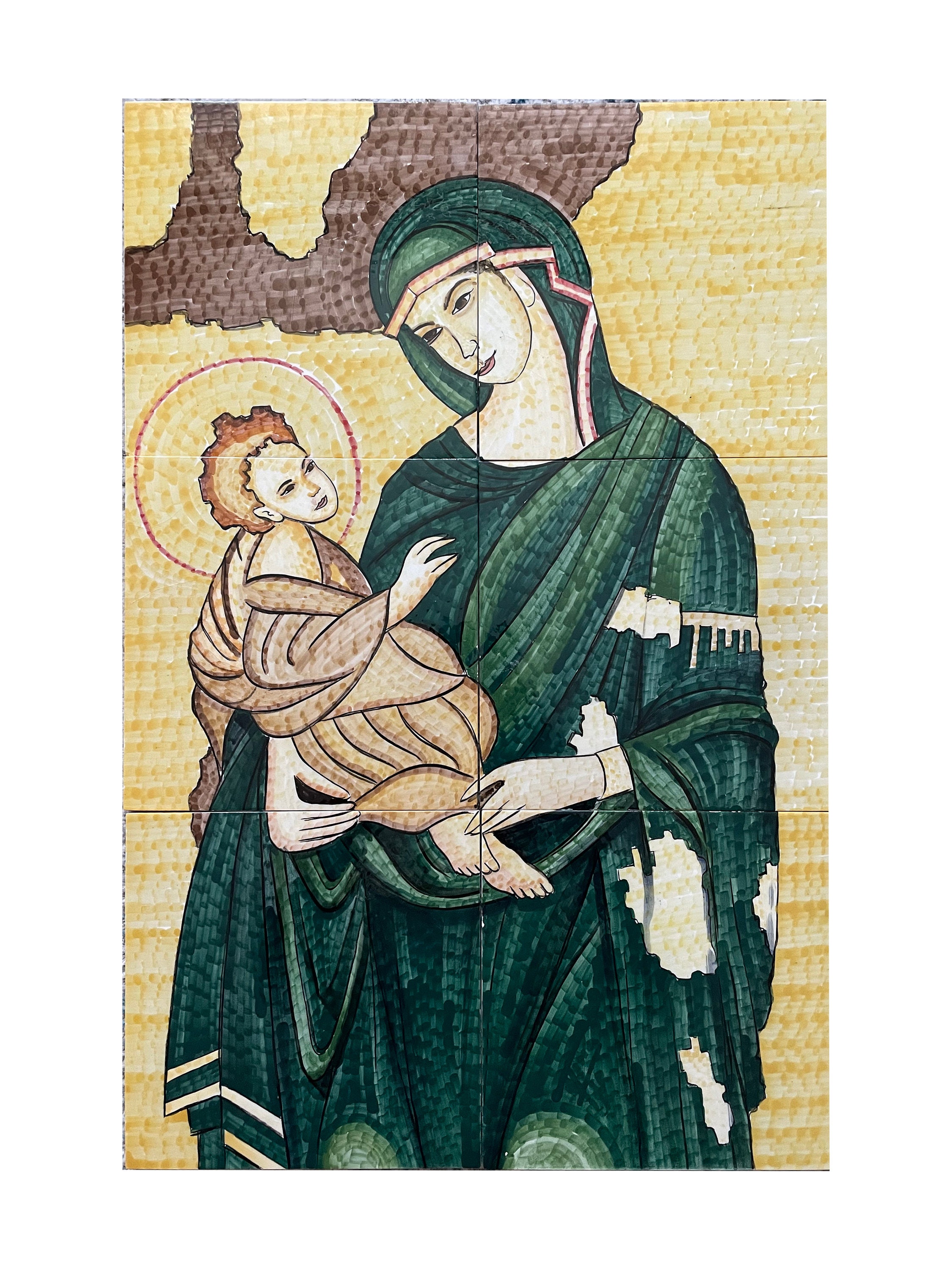 聖母マリアと幼子イエスの絵画、祈り深いクリスチャンカトリックの姉妹