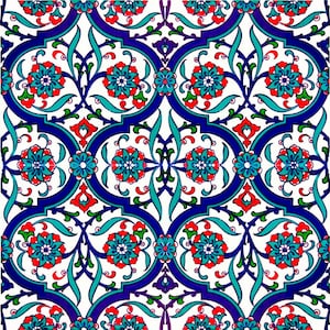4x Decorative Ceramic Tile 20*20 Cm, Bathroom Tile, Room Wall Tile, Kitchen Backsplash Tile, Turkish Ceramic Deco 7.8&#39;&#39; Floor Tile, Oriental