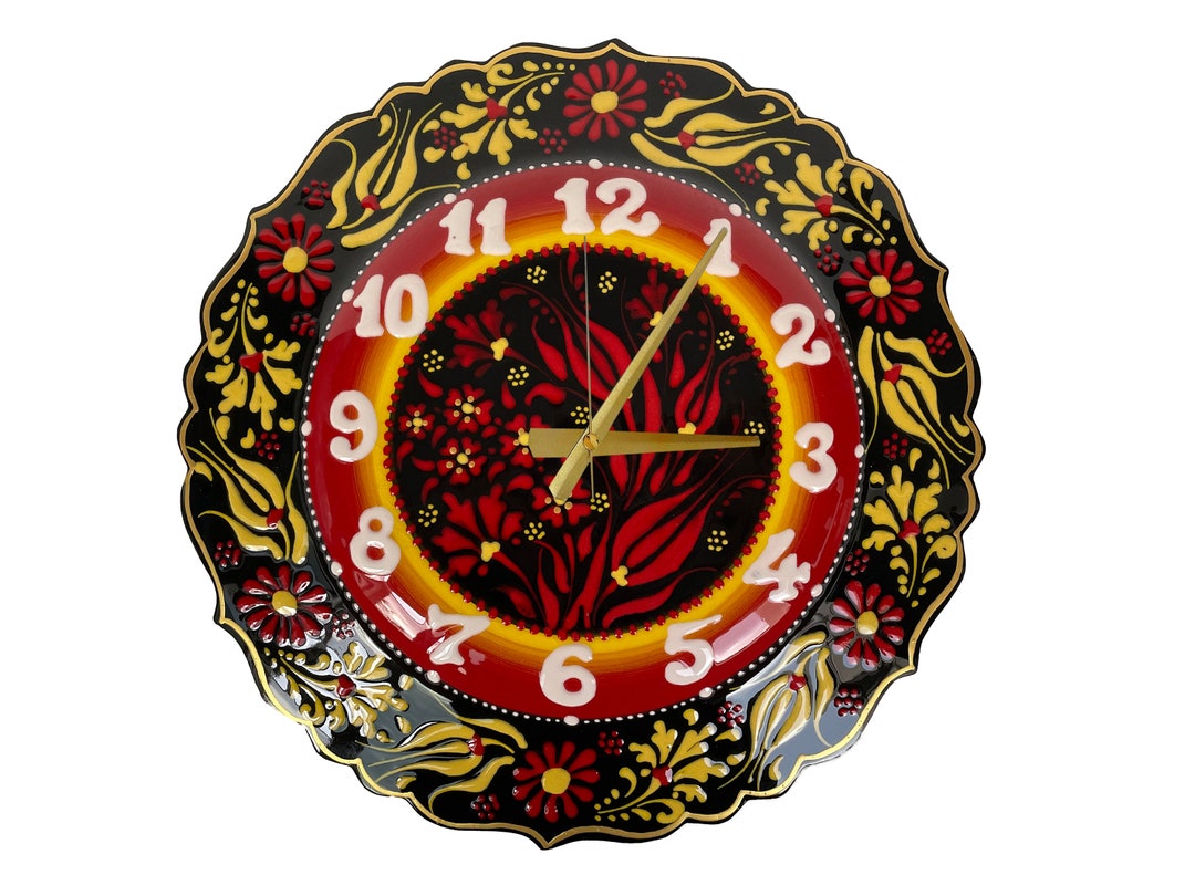 Ceramic Wall Hanging Round Clock With Velvet Gift Box, Decorative