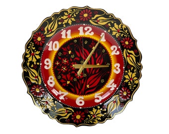 Orologio da parete rotondo in ceramica con confezione regalo in velluto, ceramica decorativa fatta a mano, regalo unico per chi acquista una nuova casa, per un trasloco o per un'inaugurazione.