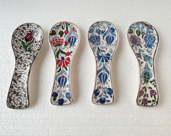 Ceramic Flowers Spoon Rest, Stove Holder, Kitchen decor, Spoon Utensil holder, Ladle Rest, Tea Bag Holder, Present for Chef, Gastronomy Gift