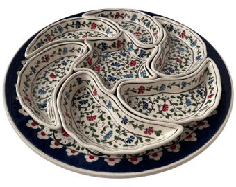 Juego de tapas para aperitivos, patatas fritas y salsa, bandeja de cerámica turca, meze, vajilla artesanal, regalo para ella, regalo de inauguración de la casa.