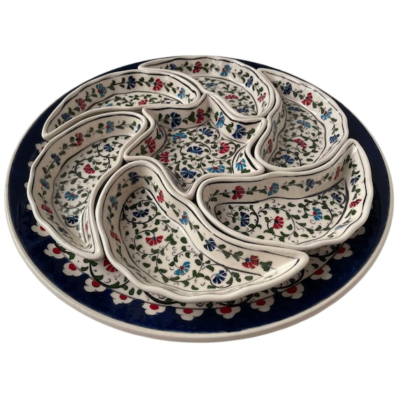 Appetizer Snack Chip and Dip Tapas Serving Set, Turkish Ceramic Serving Platter, Meze, Handmade Serveware Gift for Her, Housewarming Gifts