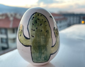 Keramik bunte Ostereier, Ostern Wohnkultur, Kaktus Ornament, Frühlingsdekor, Geschenke 1