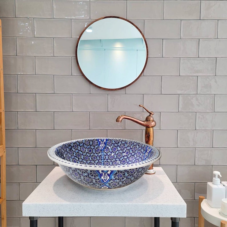 Ceramic Vessel Sink Handcrafted Bathroom Powder Room Sink Etsy