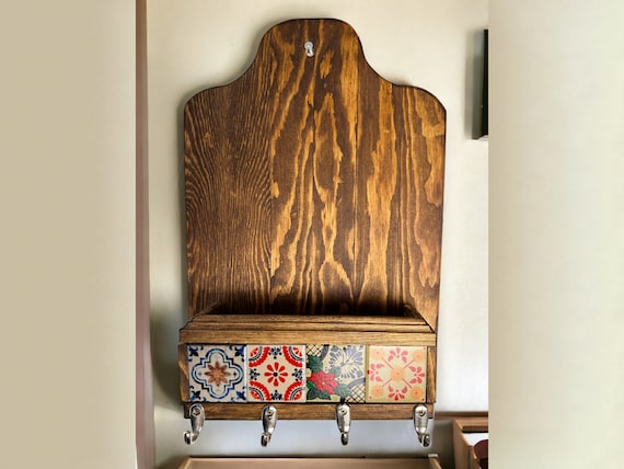 Portachiavi Da Parete In Legno Con Foto - Personalizzabile Con 4 Ganci, Stile Rustico - Foto 4