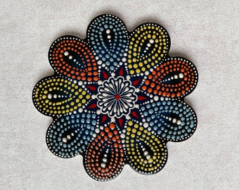 Keramisk mandala-underlägg 18 cm, turkiskt keramikunderlägg, köksgrytbordsunderlägg, värmeplatta, köksdekor, matlagningsunderlägg, present till nytt hem