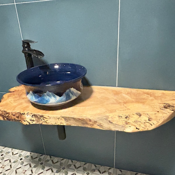 Night & Moon Navy Blue Washbasin, Master Bathroom Ceramic Vessel Sink, Countertop Basin, Bowl Sink, Guest Bath Renovation, Vanity Washstand