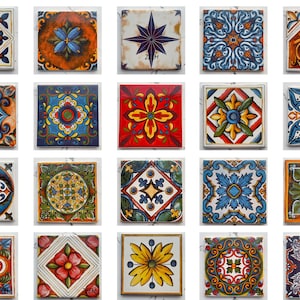 Mexicaanse keramische tegel, etnische onderzetter esthetische tegel, bruids douchecadeau, Marokkaanse backsplash, verlovingsgunst, kerstcadeau onderzetter, Art Print