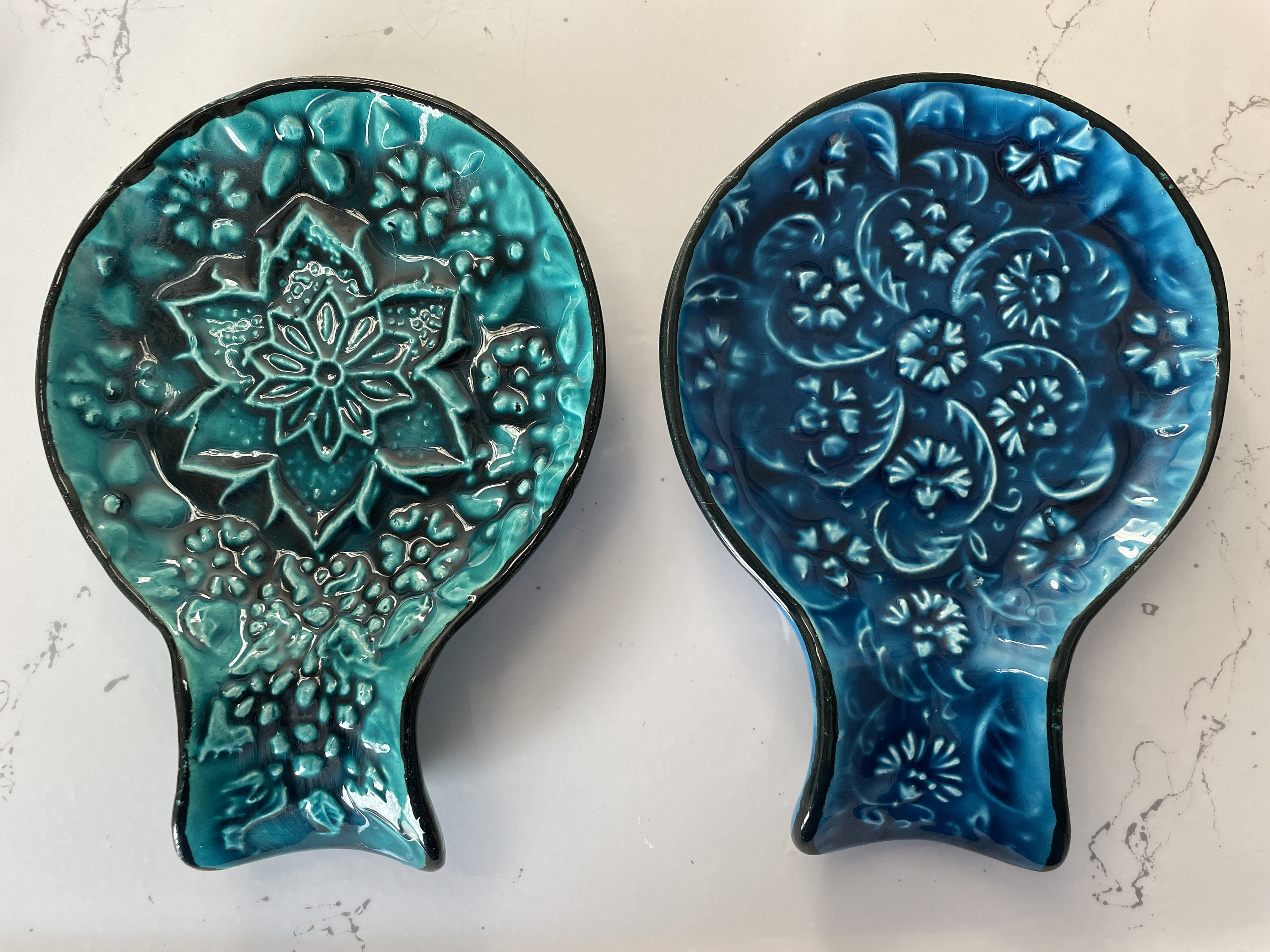 Repose-cuillère En Céramique émaillée Bleue - Support Pour Ustensiles De Cuisine, Plat à Sauce, 18x10,5 Cm - 9