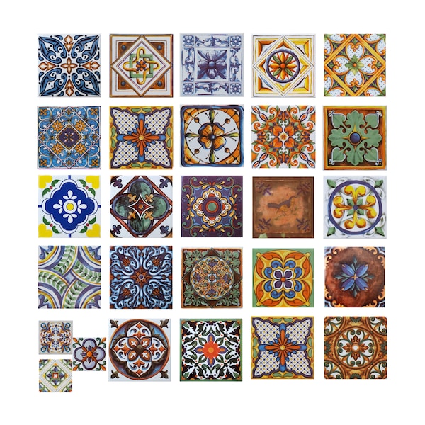 27 Different Unique Design Porcelain Spanish Tile, Tile Orientile, Farmhouse Decor, Rustic Wall, Cement Tile Art, Moroccan Tile Backsplash