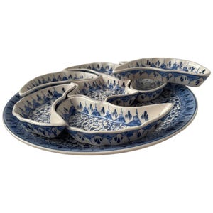 Blue Breakfast Dipping Set, Ceramic Dinnerware set, Decorative Snack Bowl Set, Colorful Ceramic Tapas Serving Set, Meze Dish Set, Xmas Gift