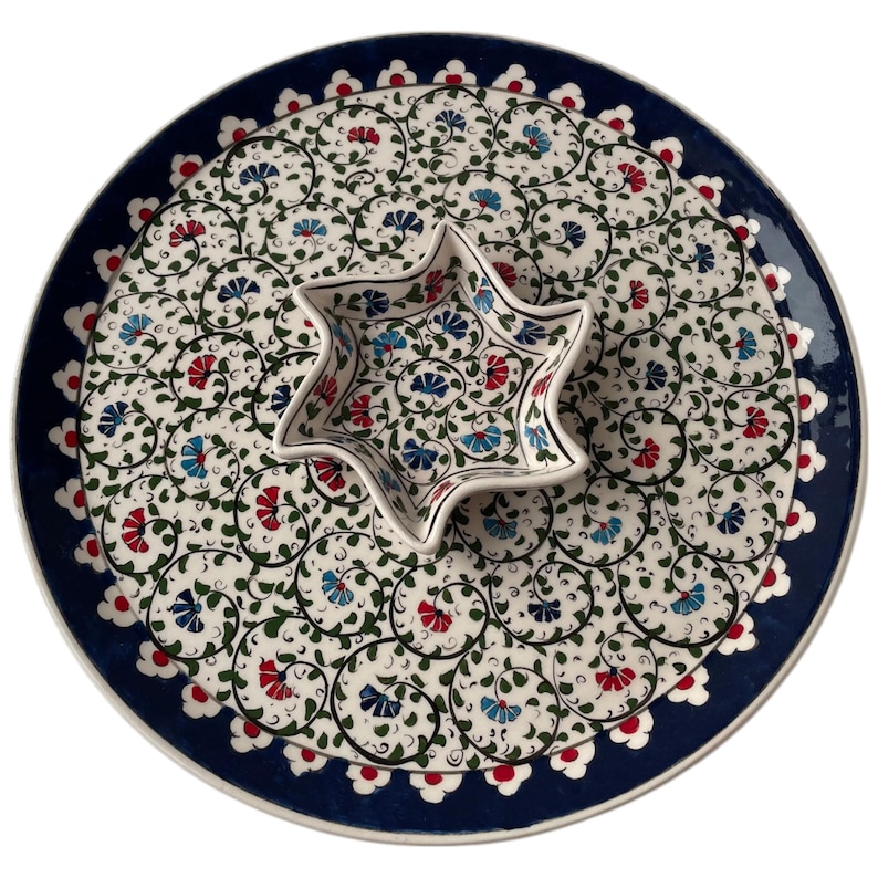 Set da portata per antipasti, snack, patatine e salse, piatto da portata in ceramica turca, meze, stoviglie fatte a mano, regalo per lei, regali per inaugurazione della casa immagine 2