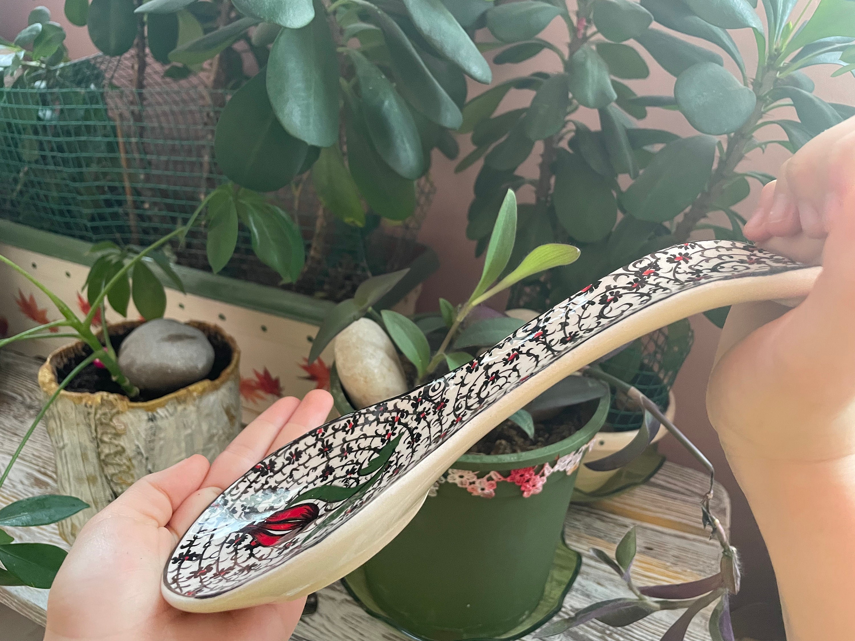 Repose-Cuillère Céramique Forme Champignon - Support Ustensiles Décoratif Et Pratique Pour Cuisine