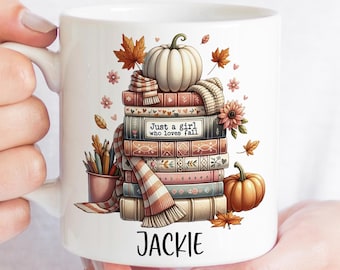 Personalized Pumpkin Mug, Autumn Decor, Book Lover Mug, Fall Coffee Mug, Reading Mug, Bookish Mug, Gift for Book Lovers, Pumpkin Cup, Fall