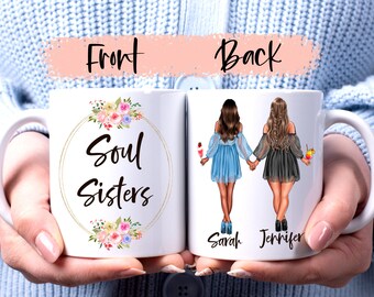 Best Friend Mug Personalized, Soul Sisters Mug, Gift For Best Friend, Long Distance Friends