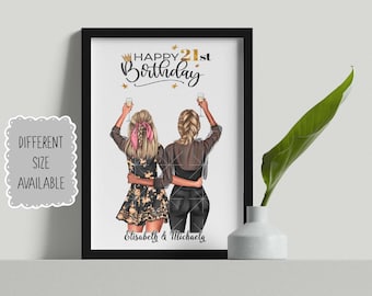 Happy Birthday Print, ANY Birthday Age, Best Friend Print, Birthday Gift, Personalized Birthday Print, Sister Birthday, Friends Birthday