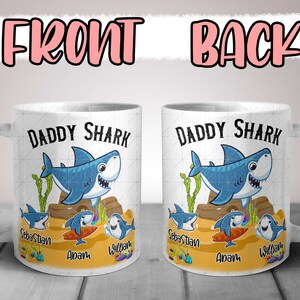 Daddy Shark Mug, Personalized Gift for Dad for Fathers Day, Personalized Daddy Shark Mug, Custom Dad Mug, Best Dad Coffee Mug, Dad Birthday