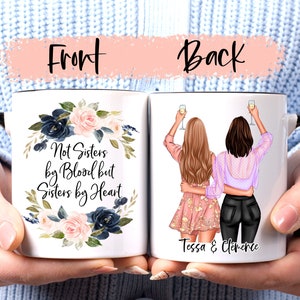 Not Sisters By Blood But Sisters By Heart mug, Plus Size Girls, Long Distance Gifts, Thank You for Being My Unbiological Sister gift