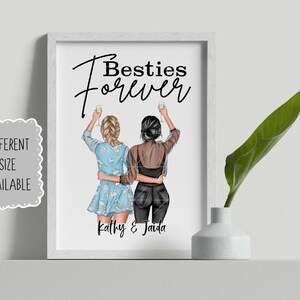 Personalized Best Friend Print, Best Friends Gift, Birthday Print, Bestie Print Custom Friends Friendship Print  Birthday Gift