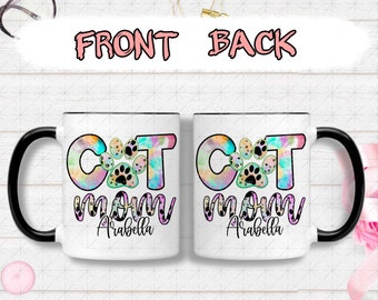 Taza personalizada para mamá gata, regalo personalizado para amantes de los gatos