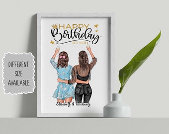 Happy Birthday Print, ANY Birthday Age, Best Friend Print, Birthday Gift, Personalized Birthday Print, Sister Birthday, Friends Birthday