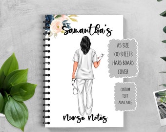 Personalized Nurse Notebook, A5 Lined Paper, Metal Spiral