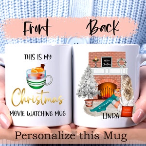 Weihnachtliche Filmbecher, Weihnachtskaffeebecher, personalisiertes Weihnachtsgeschenk für Sie, Strumpftopf, Weihnachtsbecher, Weihnachten in einer Tasse