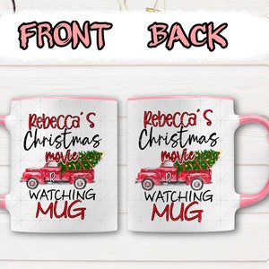 Weihnachtliche Filmbecher, Weihnachtskaffeebecher, personalisiertes Weihnachtsgeschenk für Sie, Strumpftopf, Weihnachtsbecher, Weihnachten in einer Tasse