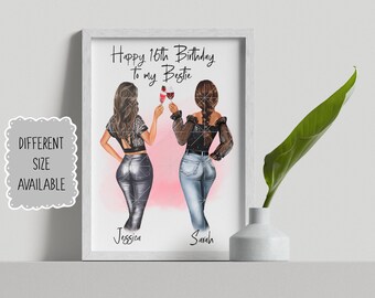 Happy Birthday Print, ANY Birthday Age, Best Friend Print, Birthday Gift, Personalized Birthday Print, Sister Birthday, Friends Birthday