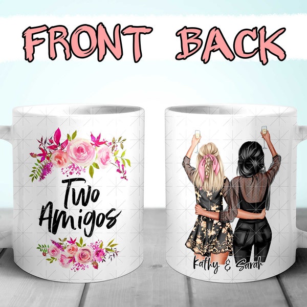 Personalized Best Friend Gifts Best Friend Two Amogos Custom Coffee Mug Customizable Picture Custom Hairstyles Soul Sisters