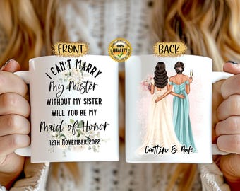 Bridesmaid Proposal Mug, Maid of Honor Gift, Personalized Wedding Mug