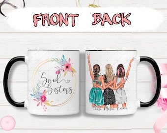 Personalisierte Beste Freundin Tasse - Soul Sisters - Benutzerdefinierte Kaffeetasse - Becher - Geschenk für Sie - BFF - Beste Freunde Geschenk