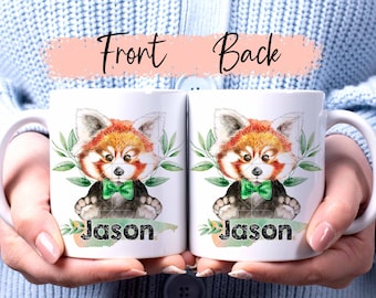 Taza de panda roja personalizada, regalos de amante de panda rojo, regalos de panda rojo para mujeres, regalos de panda rojo, taza de café de panda rojo, regalo de cumpleaños de panda rojo