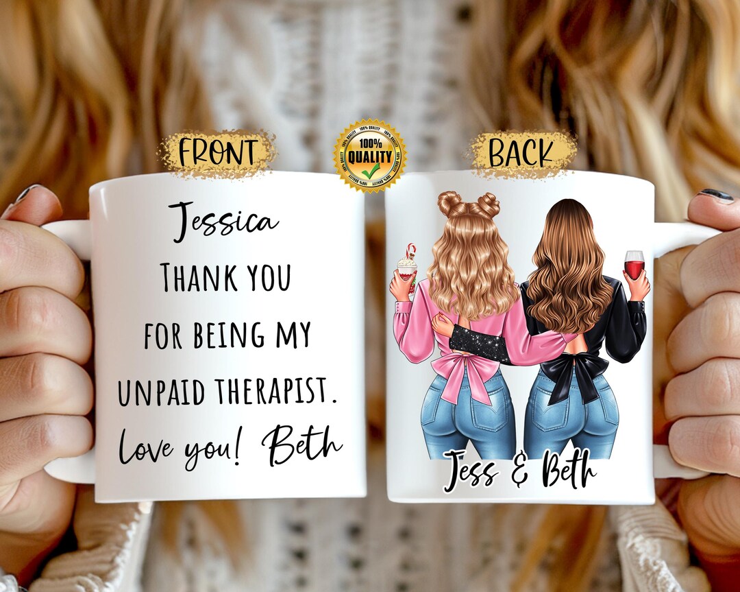 KVelpro Taza Con Texto En Inglés "Thank You For Being My Unpaid Therapist" (Thank You For Being My Unpaid Therapist), Taza De Té Con Texto En Inglés "Thank You For Being