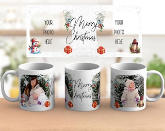 Christmas photo mug. Custom photo mug 11oz Mug wrap, Personalized mug, Picture frame, coffee mug, gift for grandparents